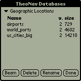 TheoNav Database Management Screen