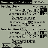 TheoNav Geographic Distance Screen