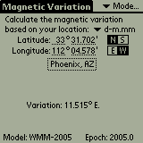 TheoNav Magnetic Variation Screen